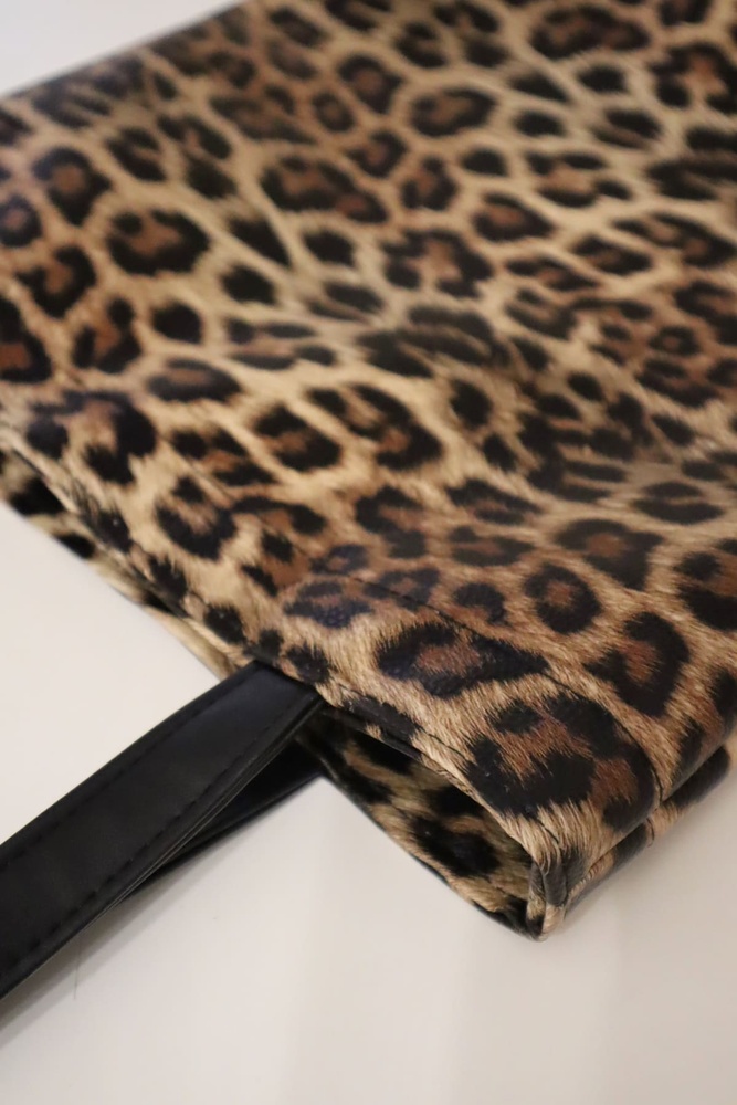 Леопардова сумка-шопер розмір S 11011 фото